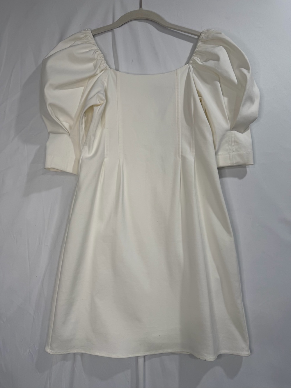 Zara Cream Puff Sleeve Mini Dress - Cream
